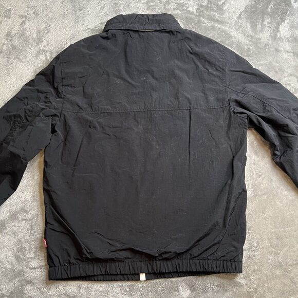 Levi's Strauss & Co Jacket Mens Small Black White Windbreaker Spellout LM9MN221 - Picture 5 of 12